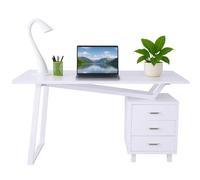 Techly 105933 Bureau pour Ordinateur avec Trois Tiroirs Blanc Mat Effet Bois Blanc
