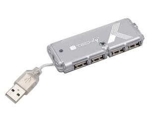 Techly 106114 Hub USB de poche 4 ports Silver Gris