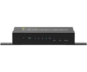 Techly 108255 HDMI Switch 4x1 KVM Quad Multiviewer avec télécommande IR 1080p Noir