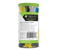 Techly 109535 Lot de 600 Colliers de Serrage Plastique Multicolores