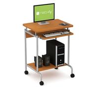 Techly 305694 Bureau Mobile Compact pour Ordinateur Tablette Clavier Coulissant Hêtre