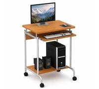 Techly 305694 Bureau Mobile Compact pour Ordinateur Tablette Clavier Coulissant Hêtre