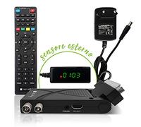 Techly 360981 Mini péritel numérique terrestre DVB-T2 USB HDMI 180° avec écran noir