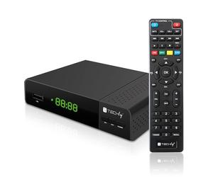 Techly 360998 Décoder Récepteur numérique terrestre DVB-T/T2 H.265 HEVC 10 bit en plastique avec écran noir