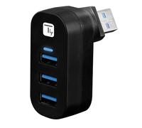 Techly 361766 Mini Hub Rotatif avec 3 Ports USB 3.2 Noir Noir