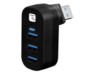 Techly 361766 Mini Hub Rotatif avec 3 Ports USB 3.2 Noir Noir