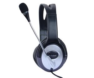 Techly 361957 Casque stéréo avec Microphone et contrôle du Volume, Noir