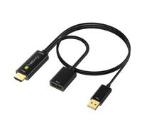 Techly Adaptateur HDMI Type A vers DisplayPort ICOC HDMI-DP12A60 4K 60Hz USB Noir