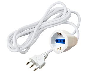 Techly 366099 Câble d'extension d'alimentation italienne 16 A Mâle/Schuko Femelle 3 m Blanc Blanc