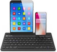 TECHLY 367898 Mini Clavier Magnétique Sans Fil 78 Touches à 2 Canaux avec Touches de Choix Rapide et Support pour Tablette Noir