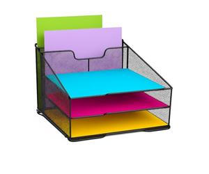 Techly 368062 Organisateur de bureau à 3 plateaux et 2 sections verticales Noir