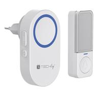 Techly 620560 Kit de sonnette sans fil jusqu'à 180 m avec bouton IP56 batterie libre blanc