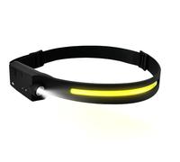 Techly 622618 Lampe frontale avec lampe torche et bande LED avec capteur et recharge USB-C™ Noir