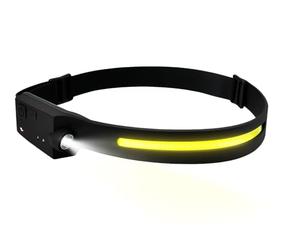 Techly 622618 Lampe frontale avec lampe torche et bande LED avec capteur et recharge USB-C™ Noir