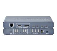 Techly 623325 KVM Switch 2x1 USB2.0 Type C vers HDMI/DP 8K@60Hz PD100W Noir