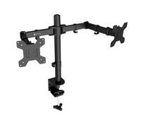 Techly 624421 Support de bureau pour 2 écrans 13-27" à pince ou vis passante, noir