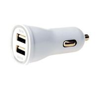 TECHly - Adaptateur d'alimentation pour voiture - 11 watt - 2.1 A - 2 connecteurs de sortie (USB) - blanc