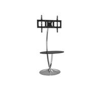 TECHly Floor Support with Round Base and Shelf - Pied - pour Écran LCD - verre, chrome - noir, argent - Taille d'écran : 32"-70" - posé sur le sol Noir G