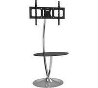 Meubles TV Ic intracom TECHly Floor Support with Round Base and Shelf - Pied - pour Ecran LCD - verre, chrome - noir, argent - Taille d'écran : 32"-70" - posé sur le sol