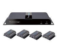 TECHly HDMI 1x4 Extender Splitter over CAT6/6a/7 50m with IR pass-back - Émetteur + 4 récepteurs - rallonge vidéo/audio/infrarouge - HDMI, infrarouge - plus de CAT 6/6a/7 - 4 ports - jusqu'à 50 m