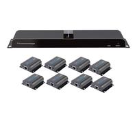 TECHly HDMI 1x8 Extender Splitter over CAT6/6a/7 50m with IR pass-back - Émetteur + 8 récepteurs - rallonge vidéo/audio/infrarouge - HDMI, infrarouge - plus de CAT 6/6a/7 - 8 ports - jusqu'à 50 m