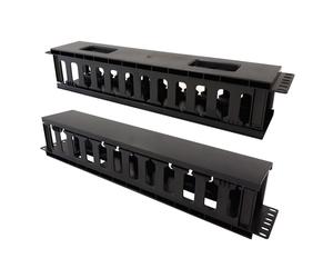 Techly I-CASE CABLE-FR2 Organisateur de câbles 2U pour armoires rack 19" avec couvercle, noir