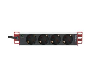 Techly I-CASE M10-4ITY Multiprise 10' 1U X4 - Prises Schuko