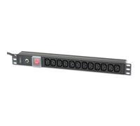 Techly I-CASE STRIP-12C Multiprise 19' 1U X12 - Prises C13, Prise C20 pour UPS