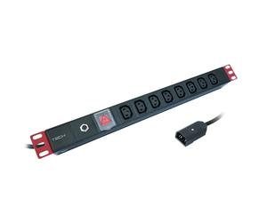 Techly I-CASE STRIP-8C Multiprise 19' 1U X8 - Prises C13