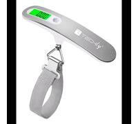 Techly I-HT-WL04 Pèse-Bagage Électronique 50kg Argent - Écran LCD, Batterie CR2032, 148x54x30mm, Collier, CE/WEEE