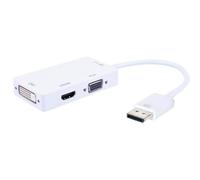 Techly IADAP DP-COMBOF2 câble vidéo et adaptateur 0,15 m DisplayPort HDMI / DVI / VGA Blanc