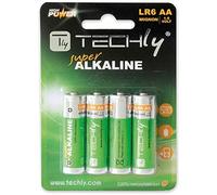 Techly IBT-KAL-LR06T Lot de 4 Piles alcalines AA, LR06, 1,5 V, Longue durée