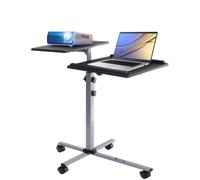 TECHLY 101485 Chariot pour projecteur et Ordinateur Portable à Deux étages réglable en Hauteur Noir/argenté