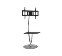 Meubles TV Ic intracom TECHly Floor Support with Round Base and Shelf - Pied - pour Ecran LCD - verre, chrome - noir, argent - Taille d'écran : 32"-70" - posé sur le sol