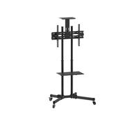 Techly ICA-TR16T Support Sol Mobile pour Écran 37-70" (94-177.8cm), VESA 200x200-600x400, Charge Max 50kg, Inclinaison -10°/+10°, Noir