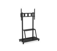 Techly ICA-TR30 Pupitre Mobile Sol pour Écran 55-100" VESA 1200x600mm, Charge Max 150kg, 1 Clayette, 4 Roues, 1045x545x1750mm, Noir