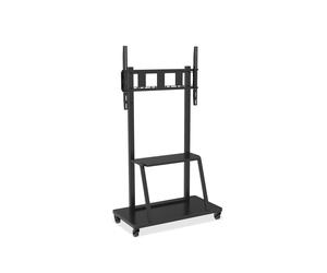 Techly ICA-TR30 Pupitre Mobile Sol pour Écran 55-100" VESA 1200x600mm, Charge Max 150kg, 1 Clayette, 4 Roues, 1045x545x1750mm, Noir