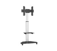 Techly ICA-TR3SL Support Mobile pour Écran 37"-70" (94-177.8cm) VESA 200x400-600x400, Charge Max 40kg, Hauteur 1370-1900mm, Argent, avec Roues