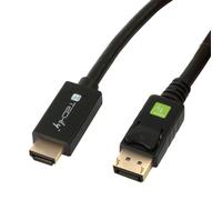 Techly ICOC-DSP-H12-020 Câble DisplayPort 1.2 vers HDMI 1.4b 2m, Connecteurs Mâles Nickelés, AWG 30, Blindage Simple, Noir