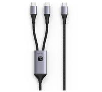Techly ICOC MU2C-2C100W Câble de chargement USB-C vers 2x USB-C 100W 1,5m PD QC PPS