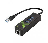 Techly IDATA USB-ETGIGA-3U2 Carte réseau/Adaptateur USB 3.0 vers RJ45 Gigabit, hub 3x USB 3.2