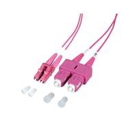 Techly ILWL-OM412-LCSC-005T : Câble Fibre Optique OM4 0.5m LC/LC Multimode 50/125µm LSZH, Diamètre 1.2mm, Fuchsia
