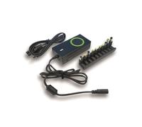 Techly IPW-NTS70WTY Adaptateur Universel 70W pour Ordinateur Portable, Tension 15-19.5V, 6A, Port USB 2.0 1A, Protection Surcharge/Surtension/CC, Noir