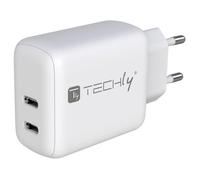 Techly IPW-USB-2C35W chargeur d'appareils mobiles Ordinateur portable, Smartphone, Tablette Blanc Secteur Charge rapide Intérieure