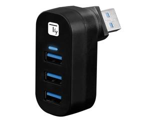 Techly IUSB3-HUB3-ROTB Hub USB 3.0 3 ports avec connecteur USB-A rotatif