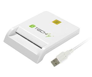 Techly Lecteur/Graveur de Smart Card USB 2.0 Compact Blanc I-Card cam-usb2ty