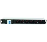 TECHLY Professional 102659 Multiprise 6 Places de Rack 19" avec magnétothermique Prise C20 1,5U Noir/Argent