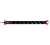 Techly Professional 106916 Multiprise pour Rack 19" 8 Sorties Fiche Schuko Noir/Argent