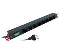 Techly Professional 109573 Multiprise de rack 19" 8 places avec mesure de tension et ampérage Noir