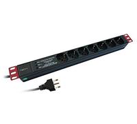 Techly Professional 109603 Multiprise de rack 19" 7 places 3 LED Câble 1,8 m Noir